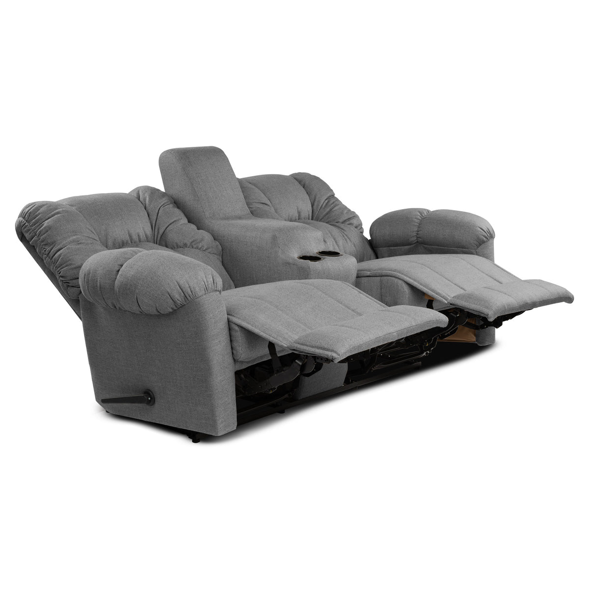 Linen Double Cinematic Recliner Chair with Cups Holder - American Polo Light Grey