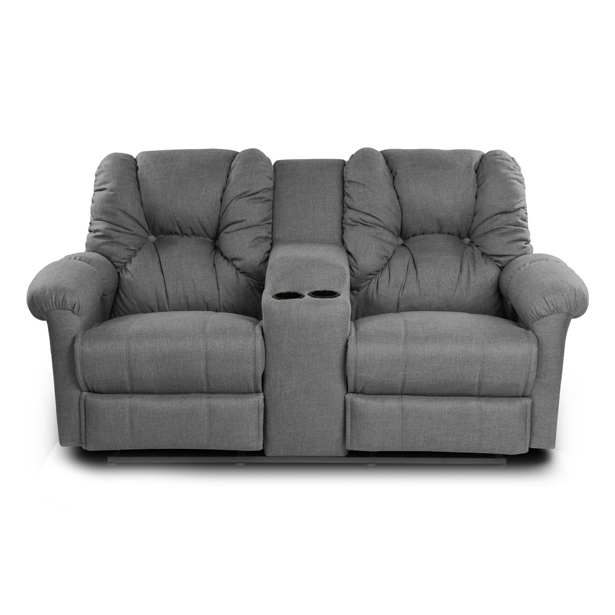 Linen Double Cinematic Recliner Chair with Cups Holder - American Polo Light Grey