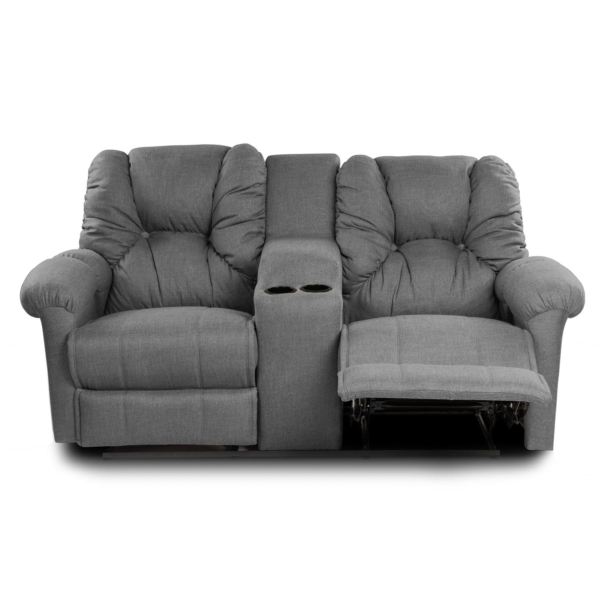 Linen Double Cinematic Recliner Chair with Cups Holder - American Polo Light Grey