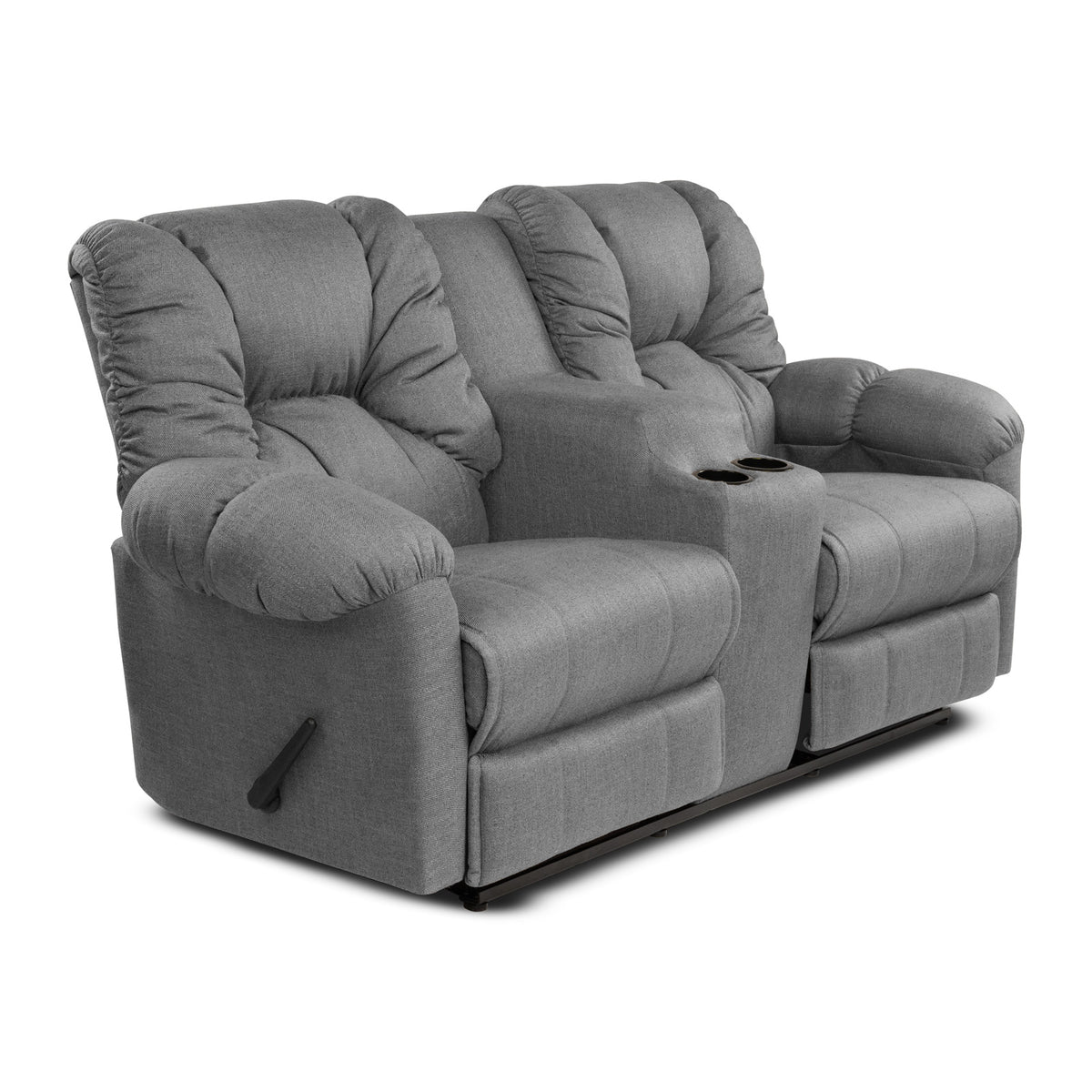 Linen Double Cinematic Recliner Chair with Cups Holder - American Polo Light Grey