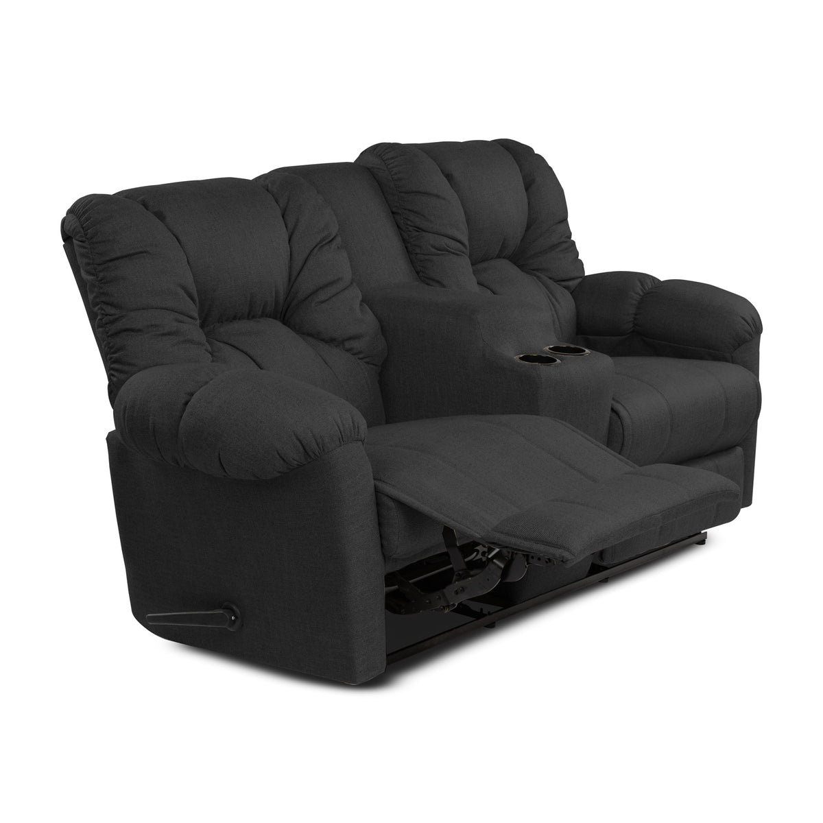 Linen Double Cinematic Recliner Chair with Cups Holder - American Polo Dark Grey