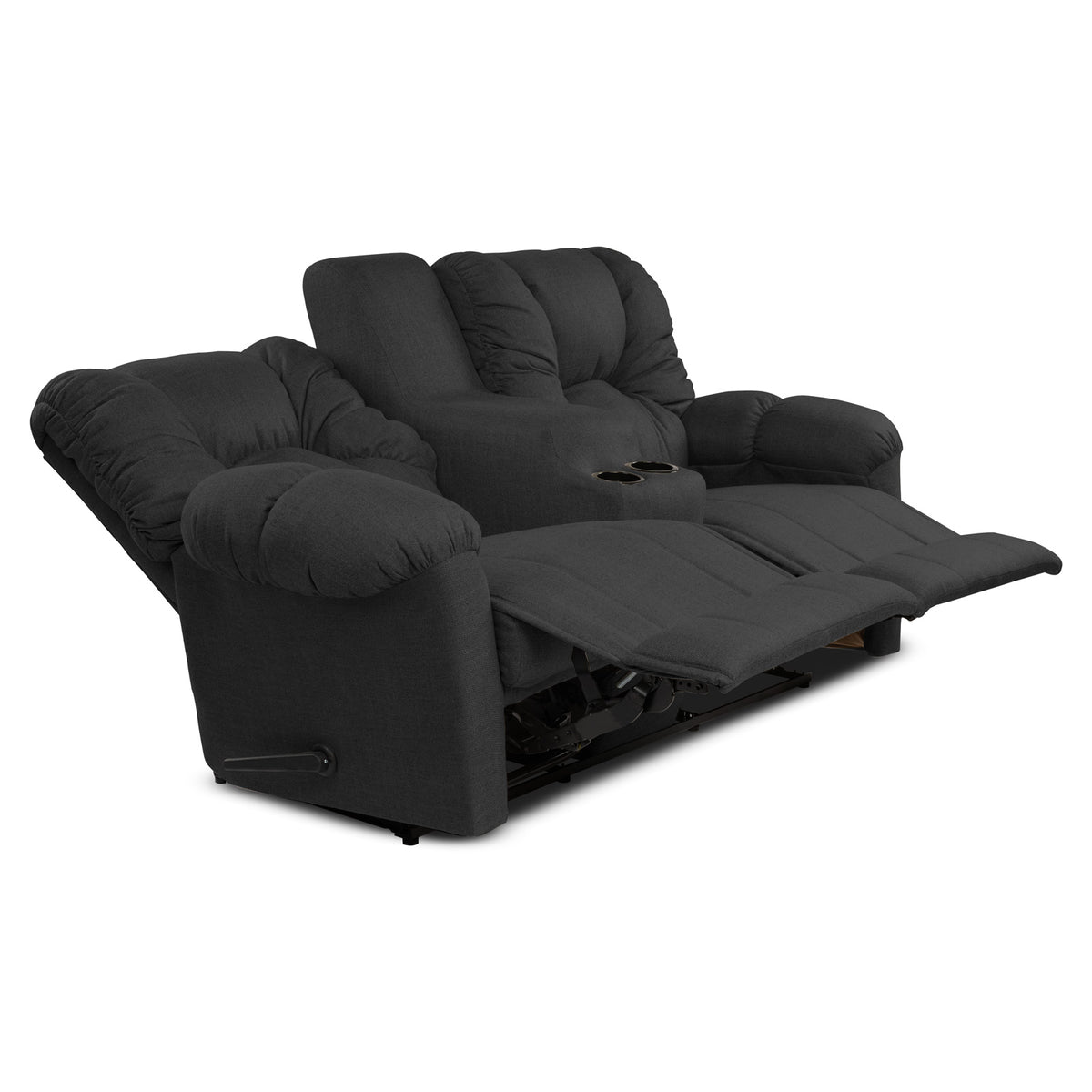 Linen Double Cinematic Recliner Chair with Cups Holder - American Polo Dark Grey