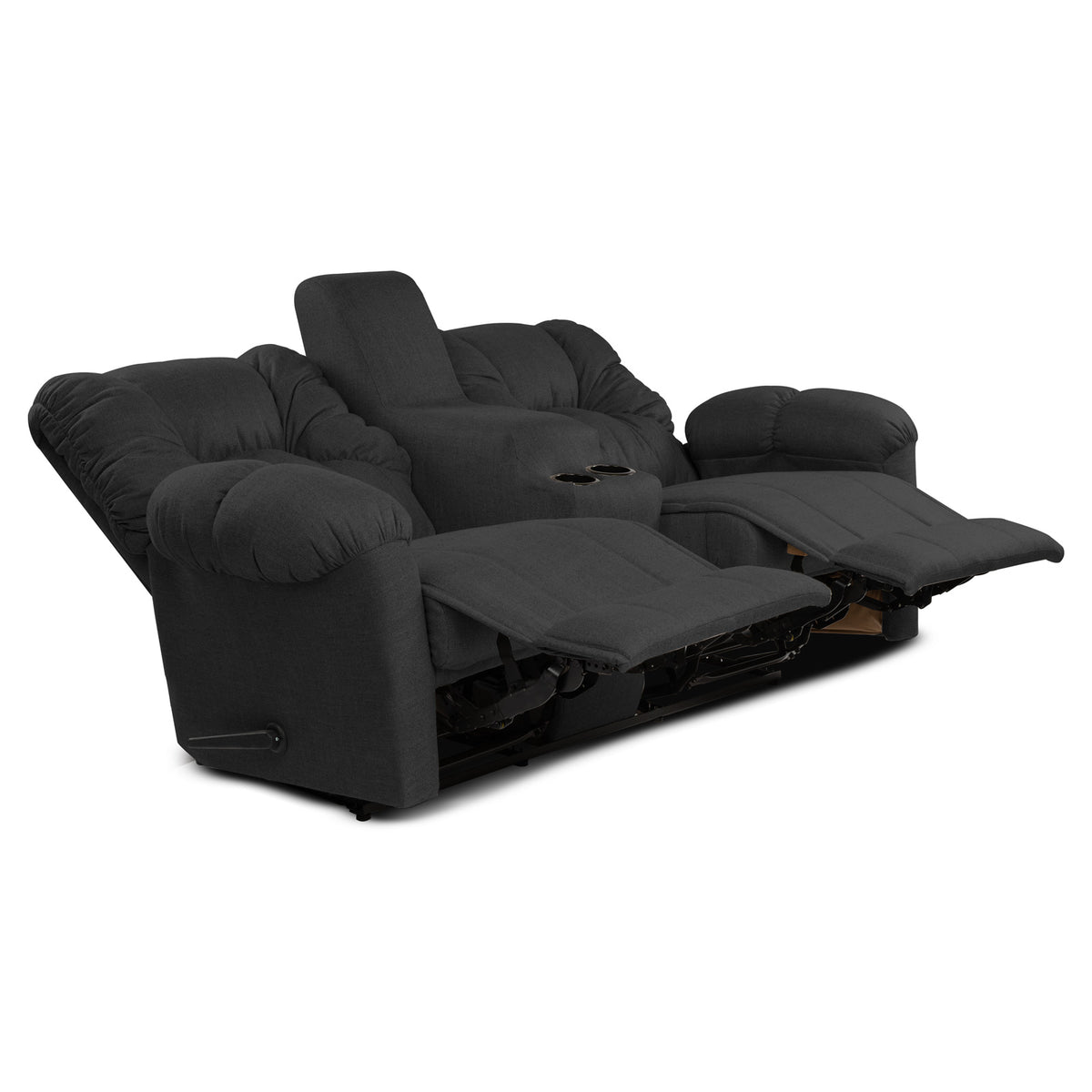 Linen Double Cinematic Recliner Chair with Cups Holder - American Polo Dark Grey