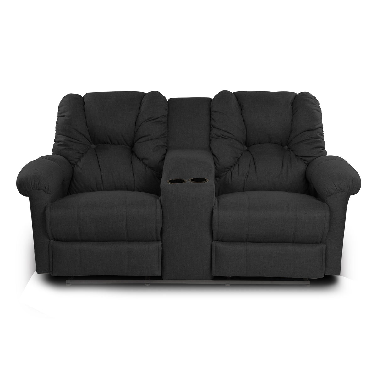 Linen Double Cinematic Recliner Chair with Cups Holder - American Polo Dark Grey