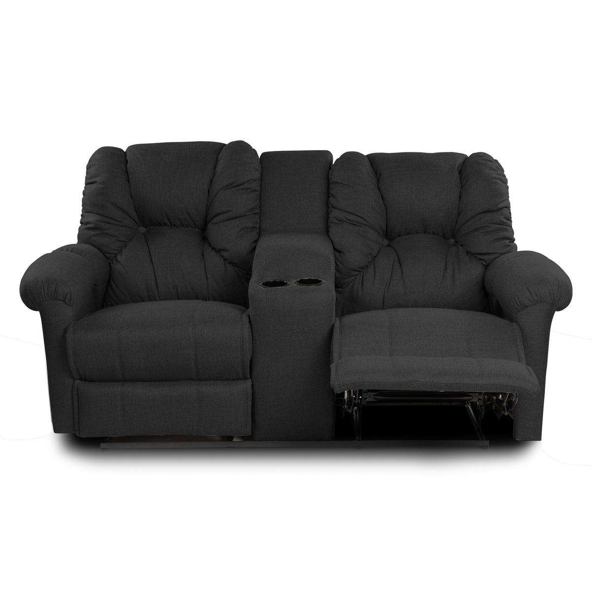Linen Double Cinematic Recliner Chair with Cups Holder - American Polo Dark Grey