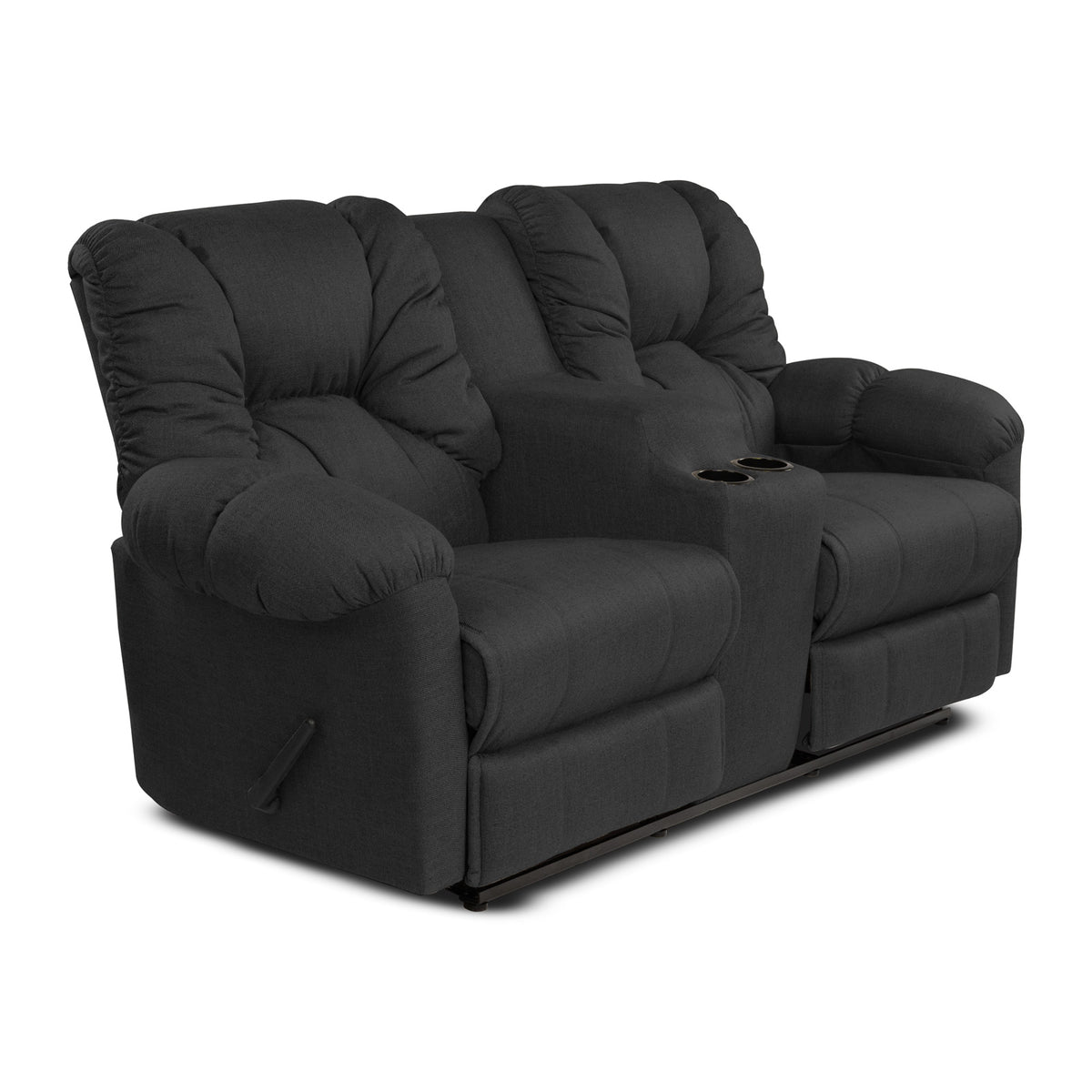 Linen Double Cinematic Recliner Chair with Cups Holder - American Polo Dark Grey