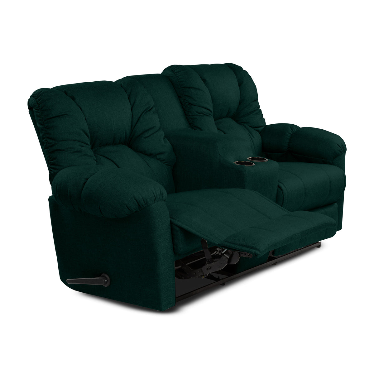 Linen Double Cinematic Recliner Chair with Cups Holder - American Polo Dark Green