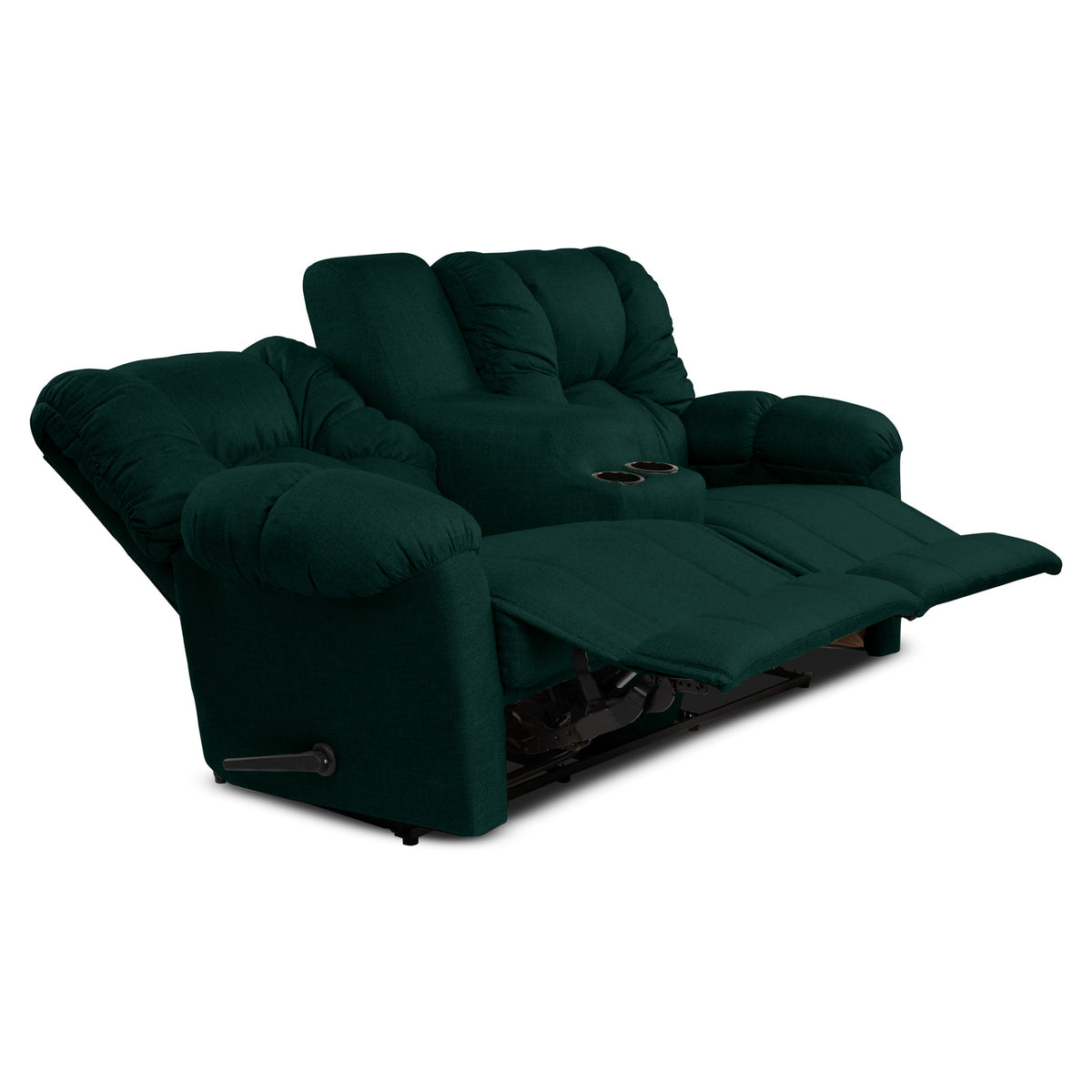 Linen Double Cinematic Recliner Chair with Cups Holder - American Polo Dark Green