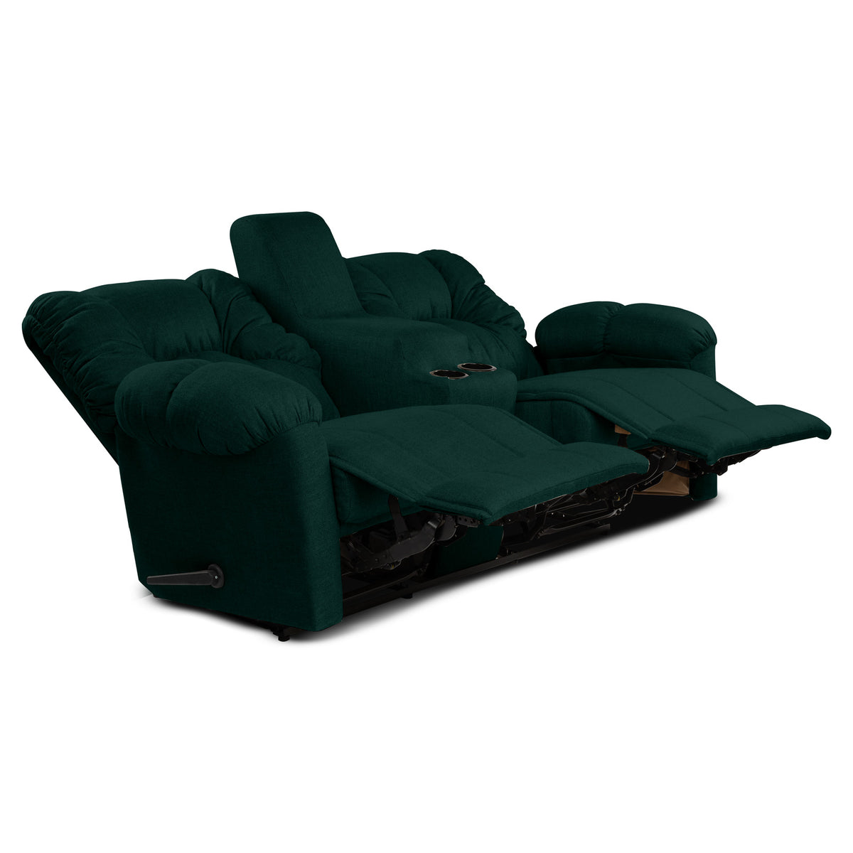 Linen Double Cinematic Recliner Chair with Cups Holder - American Polo Dark Green