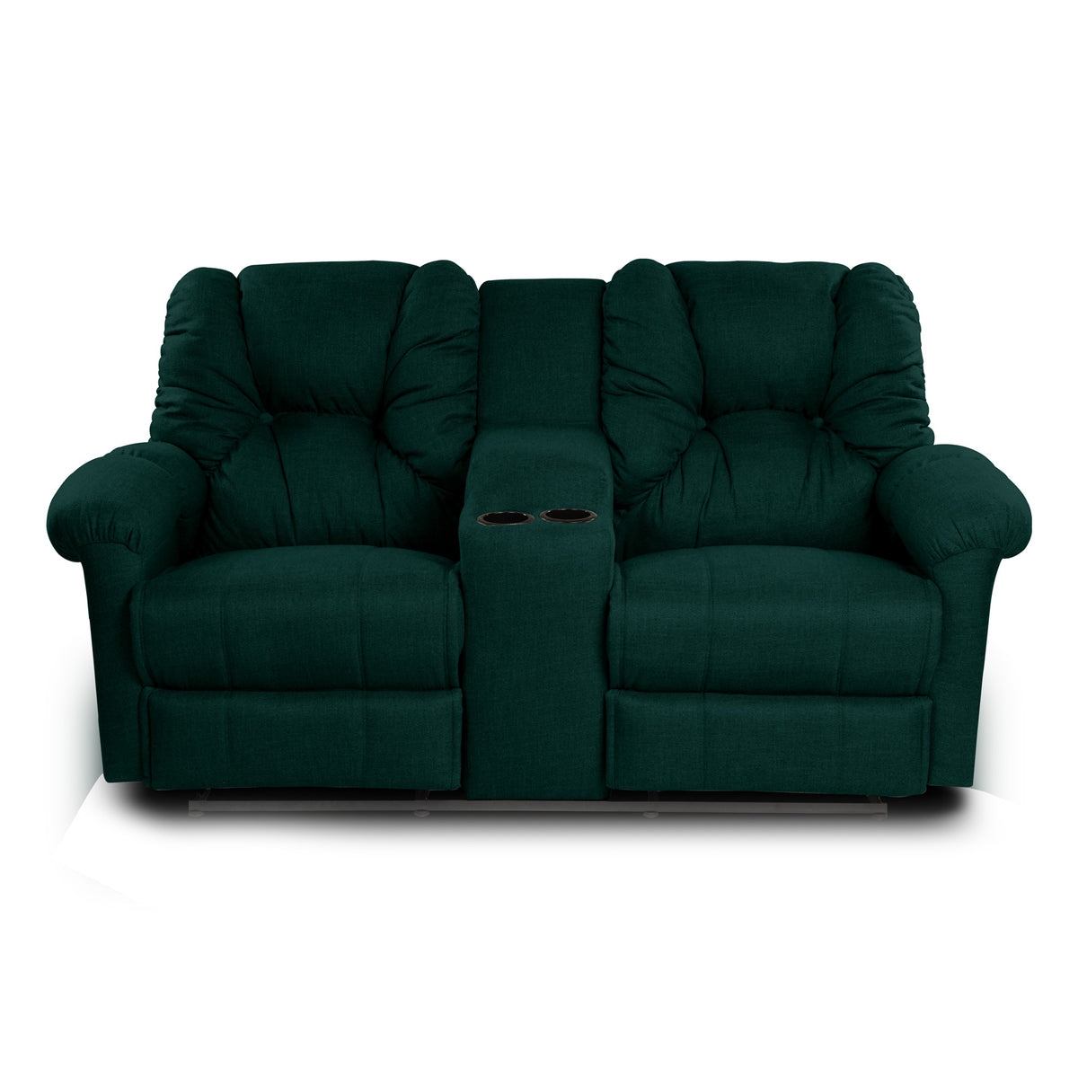 Linen Double Cinematic Recliner Chair with Cups Holder - American Polo Dark Green