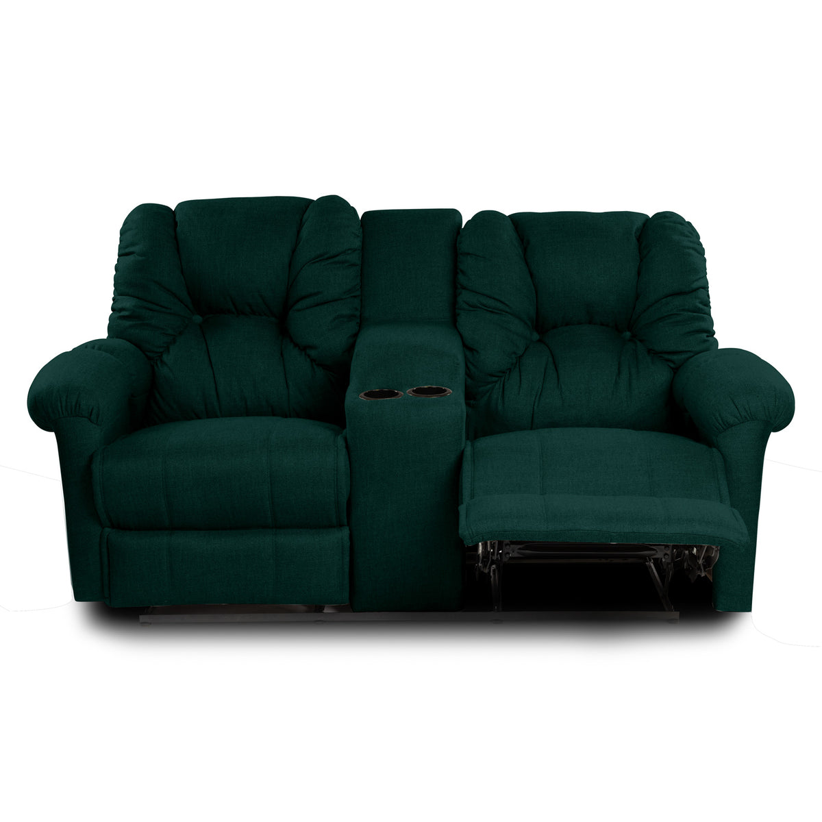 Linen Double Cinematic Recliner Chair with Cups Holder - American Polo Dark Green