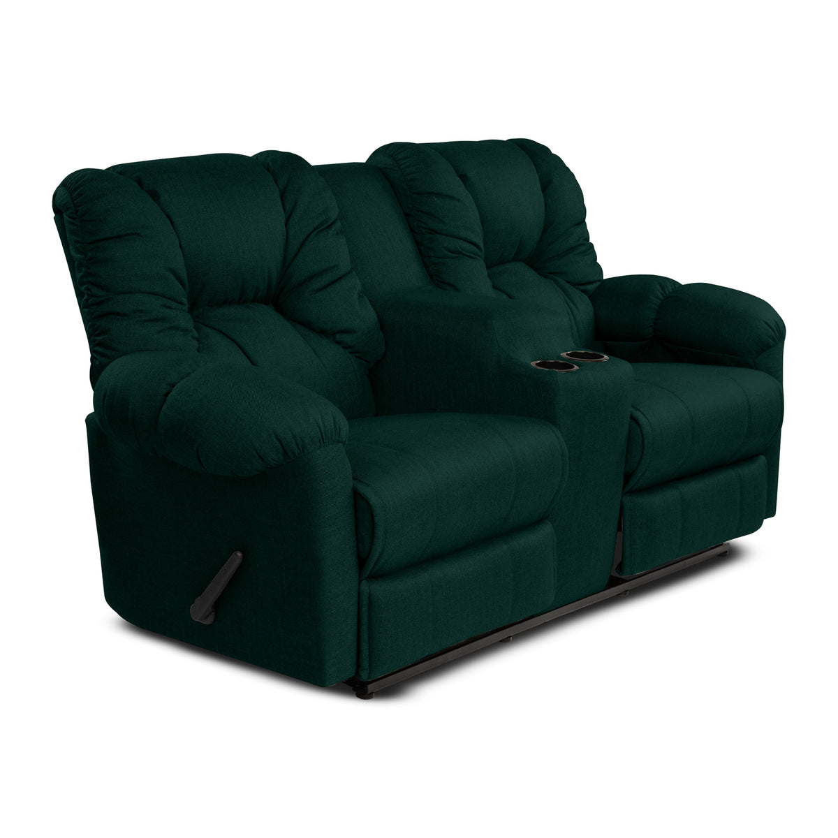Linen Double Cinematic Recliner Chair with Cups Holder - American Polo Dark Green