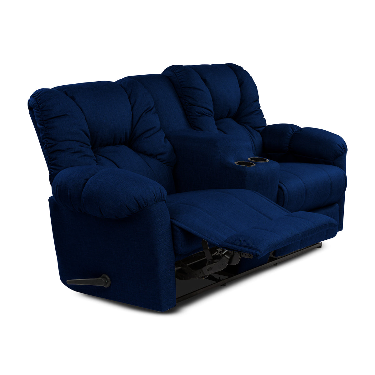 Linen Double Cinematic Recliner Chair with Cups Holder - American Polo Dark Blue
