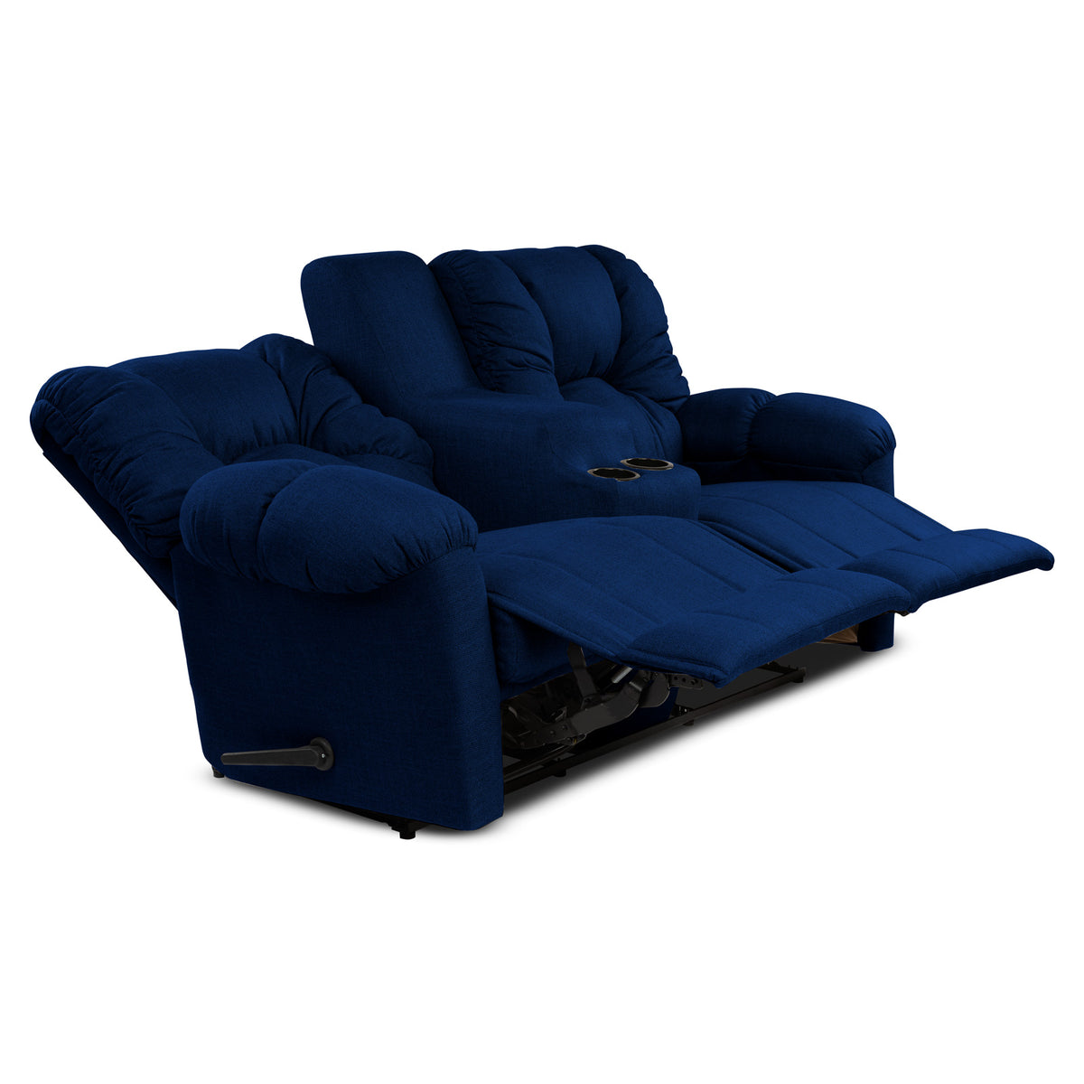 Linen Double Cinematic Recliner Chair with Cups Holder - American Polo Dark Blue