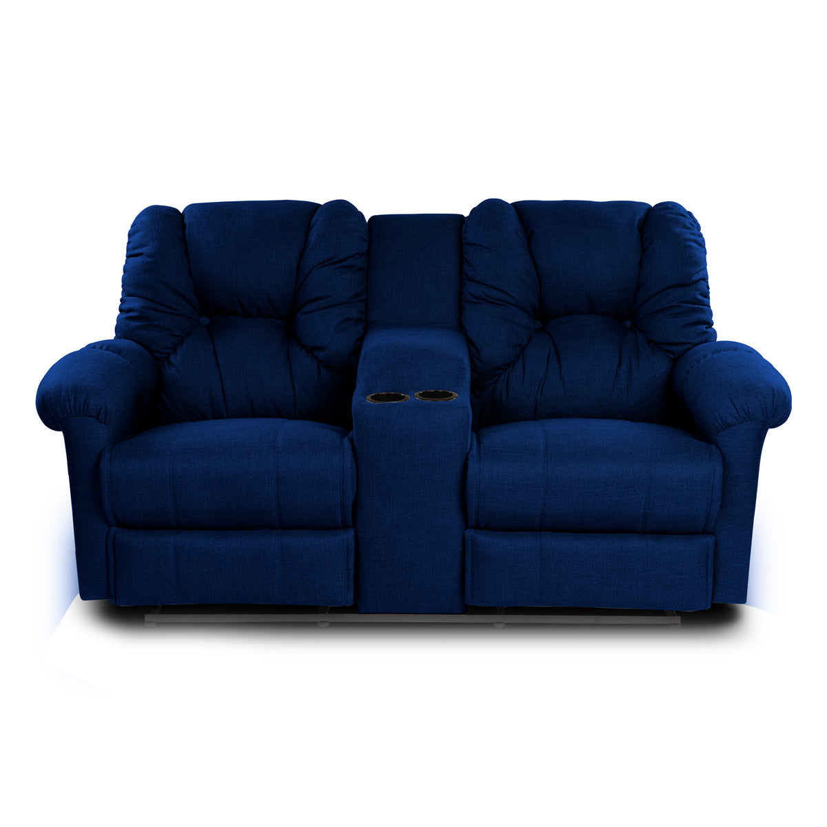 Linen Double Cinematic Recliner Chair with Cups Holder - American Polo Dark Blue
