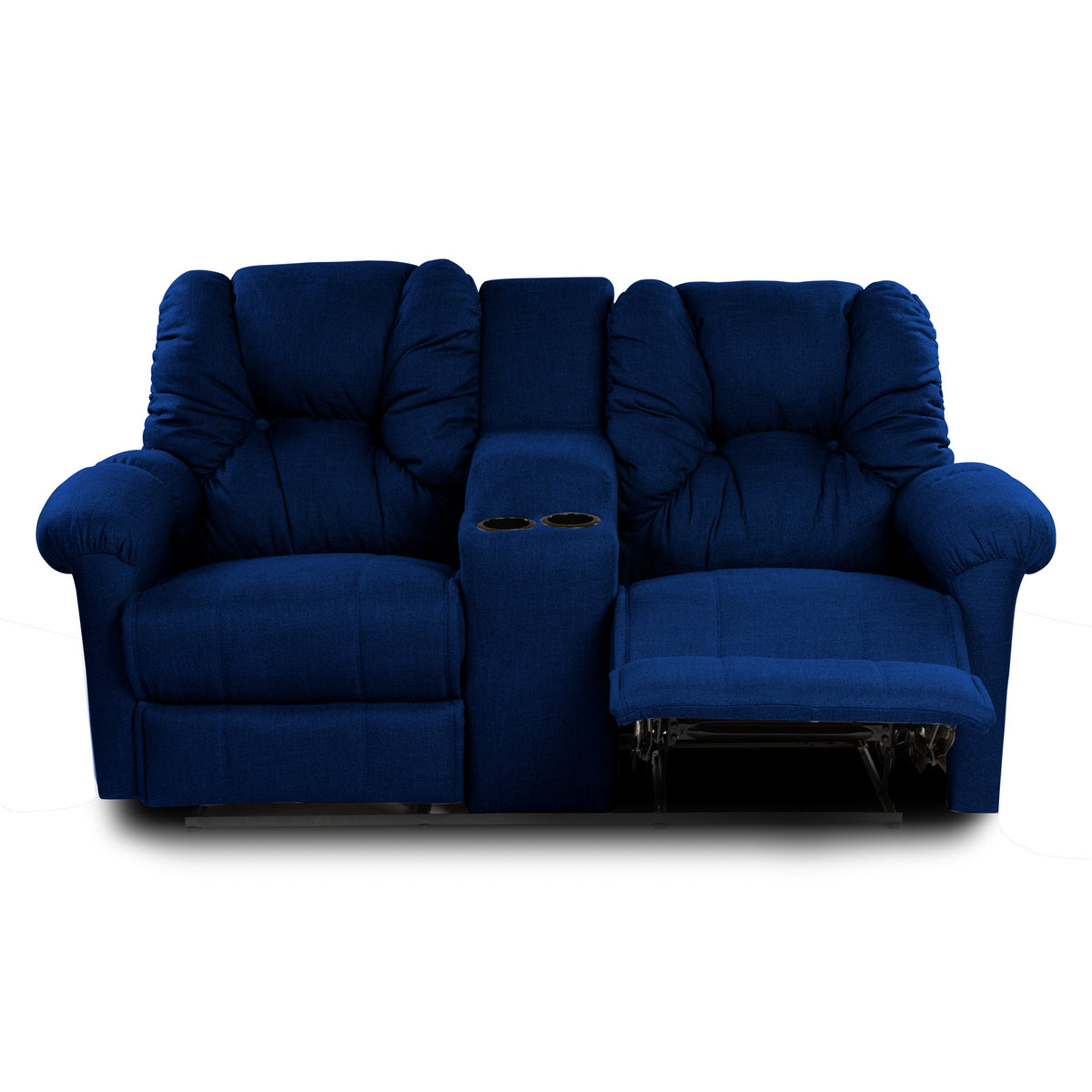 Linen Double Cinematic Recliner Chair with Cups Holder - American Polo Dark Blue