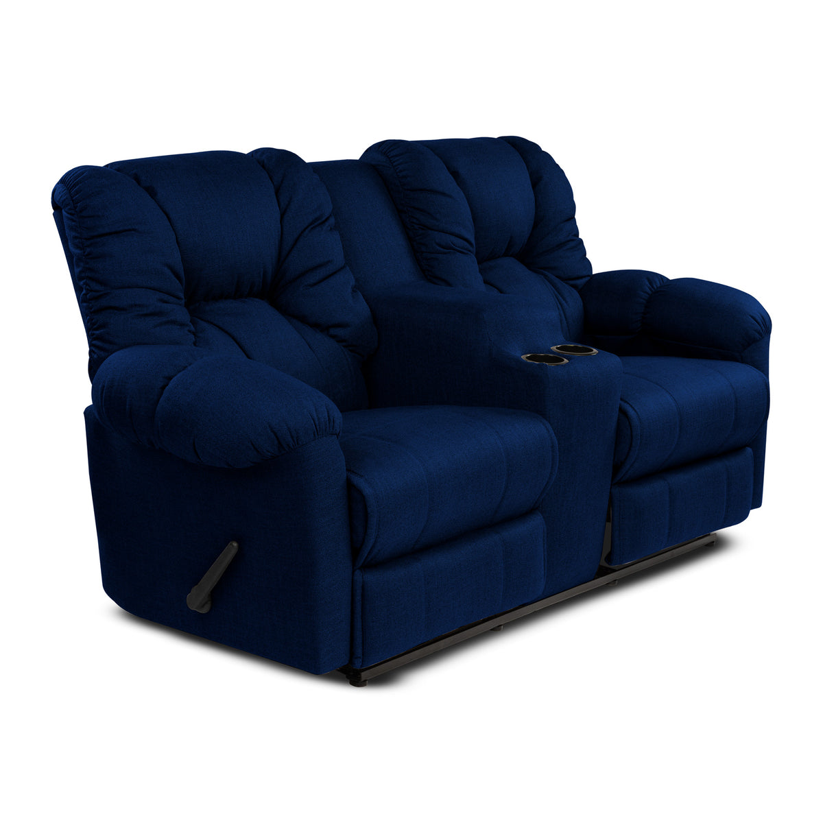 Linen Double Cinematic Recliner Chair with Cups Holder - American Polo Dark Blue