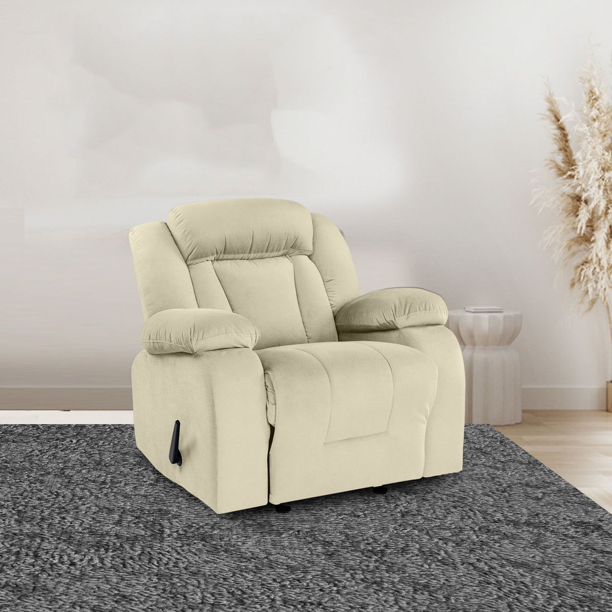 Velvet Classic Recliner Chair - NZ50 Light Beige Rocking & Rotating