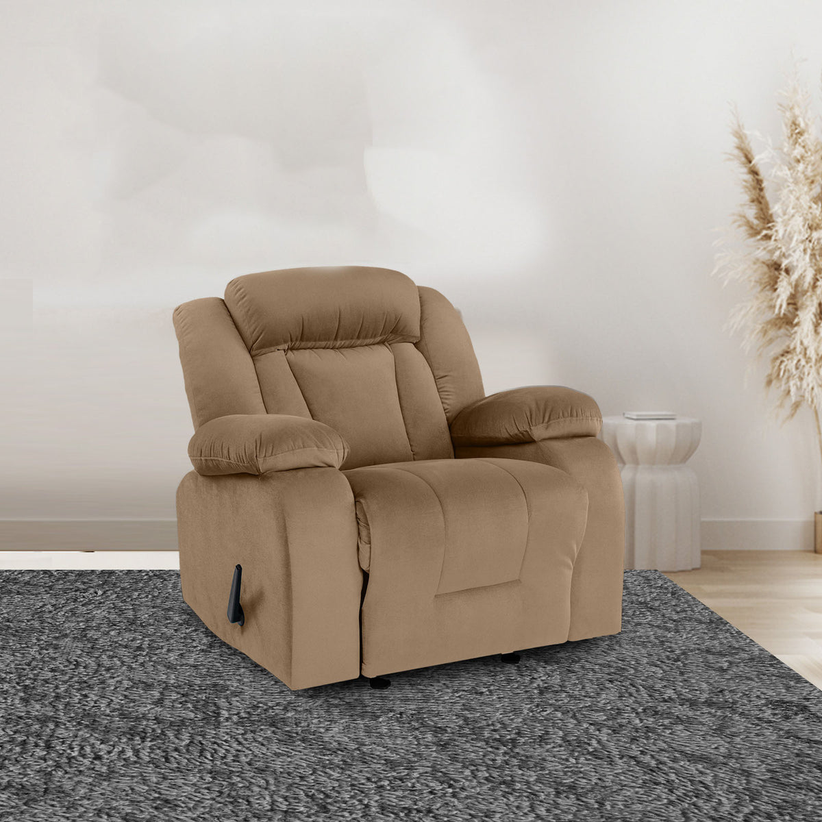 Velvet Classic Recliner Chair - NZ50 Light Brown Rocking & Rotating
