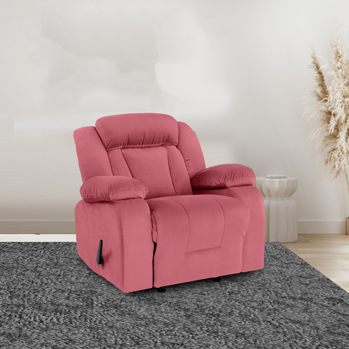 Velvet Classic Recliner Chair - NZ50 Dark Pink Rocking & Rotating