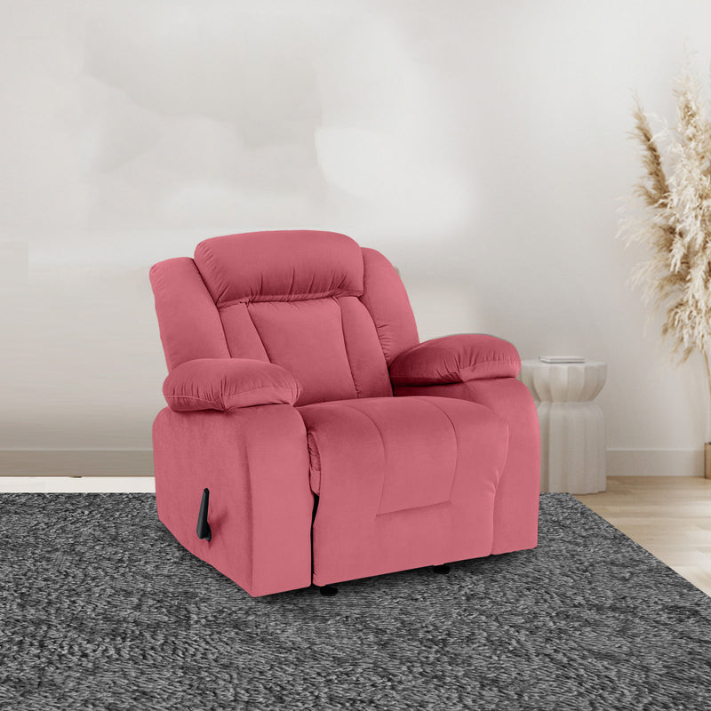 Velvet Classic Recliner Chair - Dark Pink - NZ50