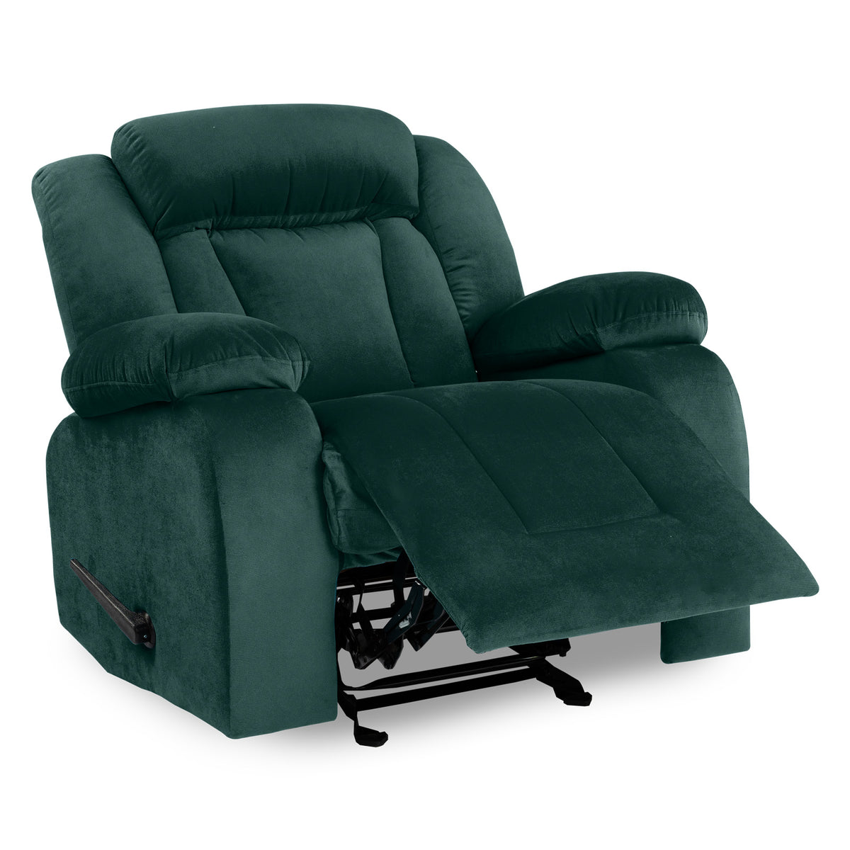 Velvet Classic Recliner Chair - NZ50 Dark Green Rocking & Rotating