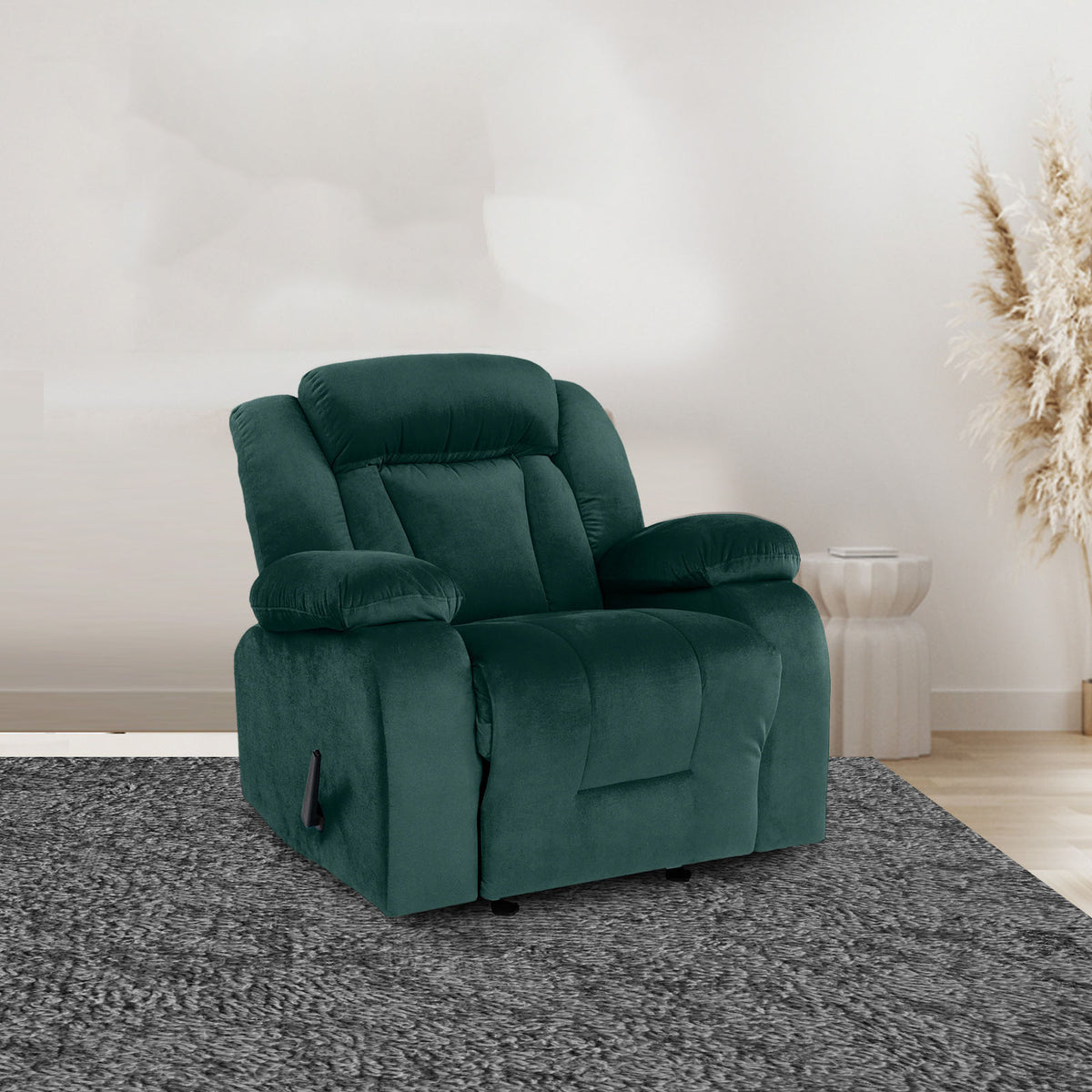 Velvet Classic Recliner Chair - NZ50 Dark Green Rocking