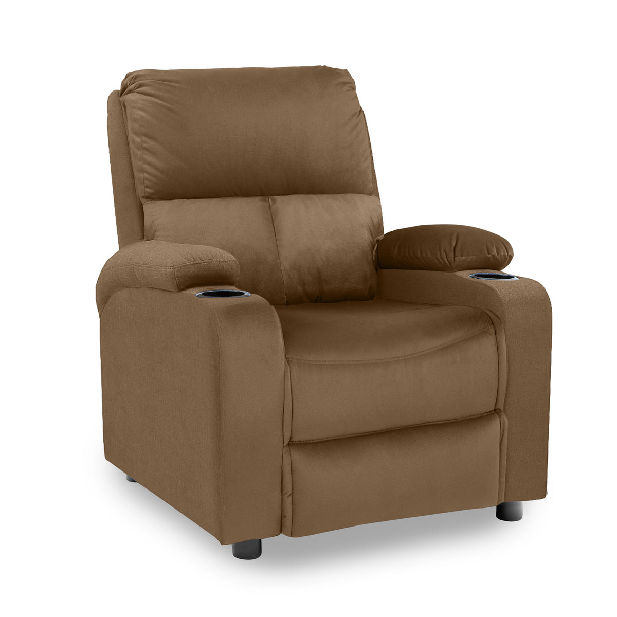 Velvet Classic Cinematic Recliner Chair with Cups Holder - NZ70 Light Brown