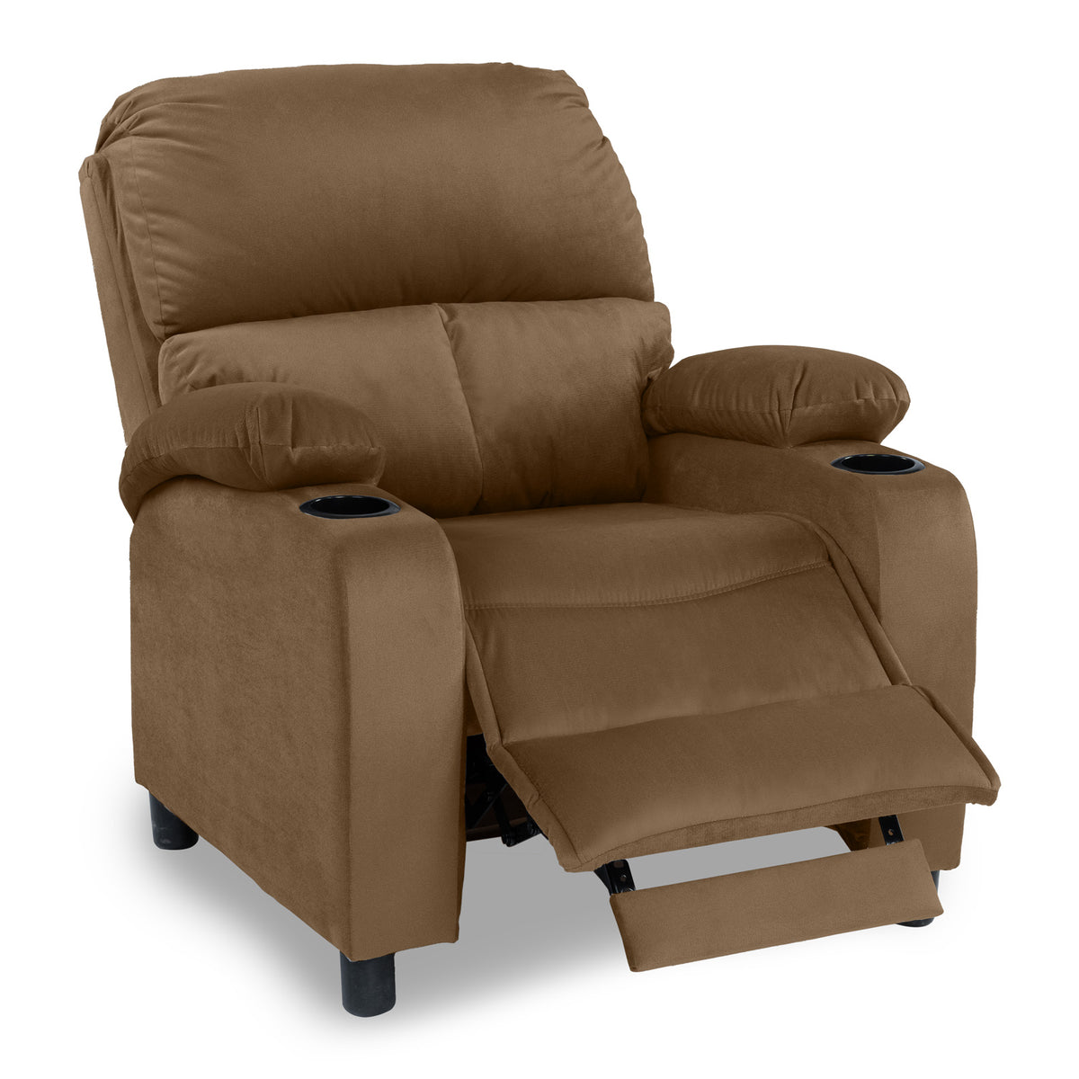 Velvet Classic Cinematic Recliner Chair with Cups Holder - NZ70 Light Brown