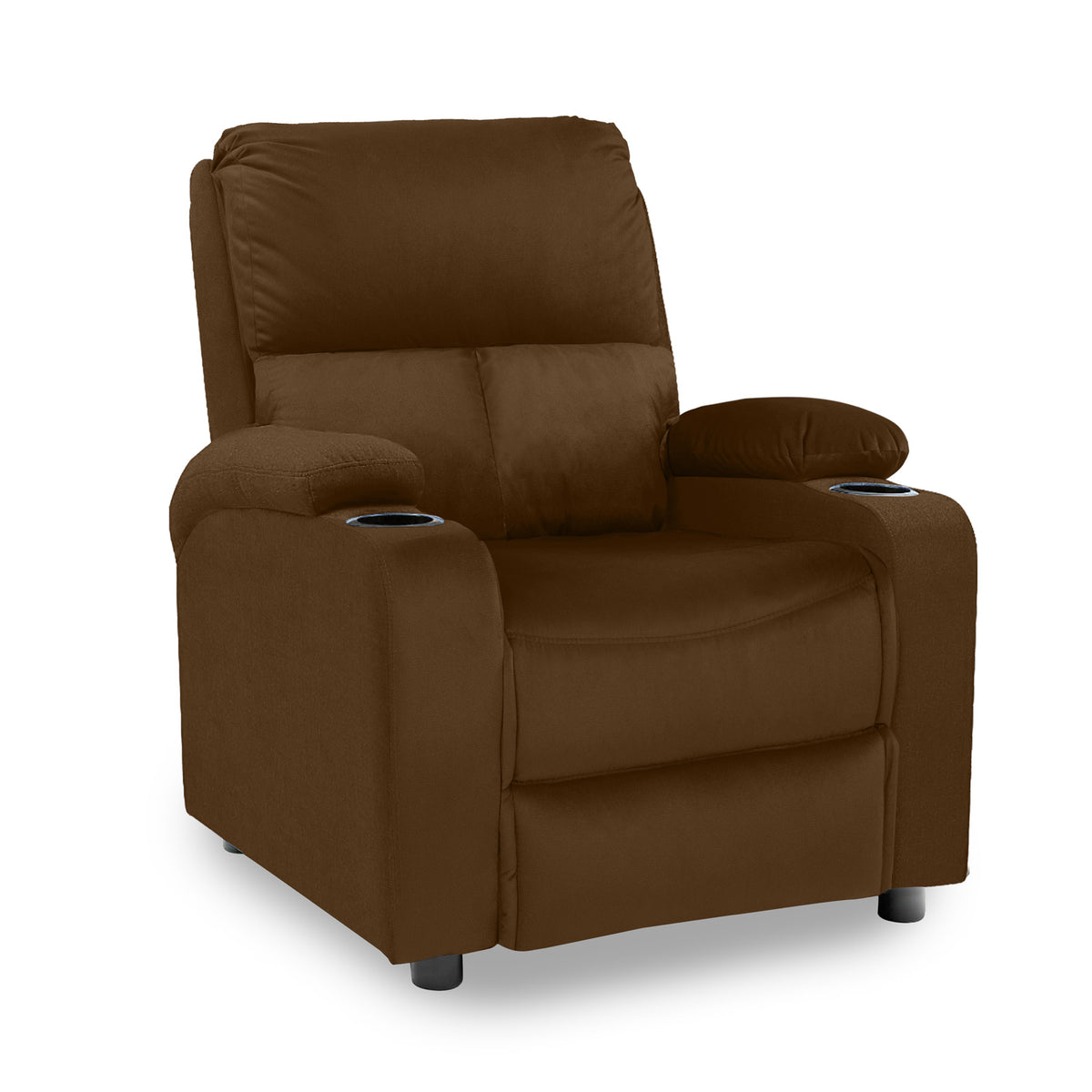 Velvet Classic Cinematic Recliner Chair with Cups Holder - NZ70 Brown