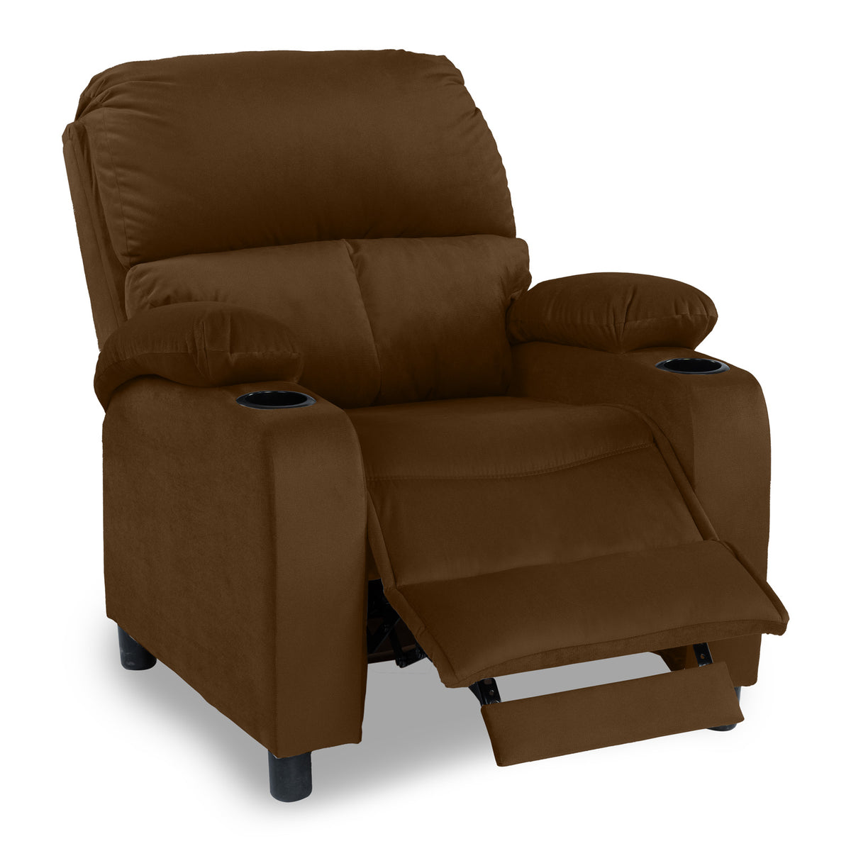 Velvet Classic Cinematic Recliner Chair with Cups Holder - NZ70 Brown