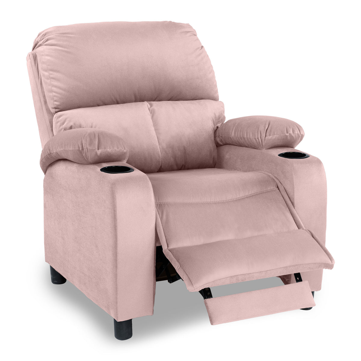 Velvet Classic Cinematic Recliner Chair with Cups Holder - NZ70 Light Pink