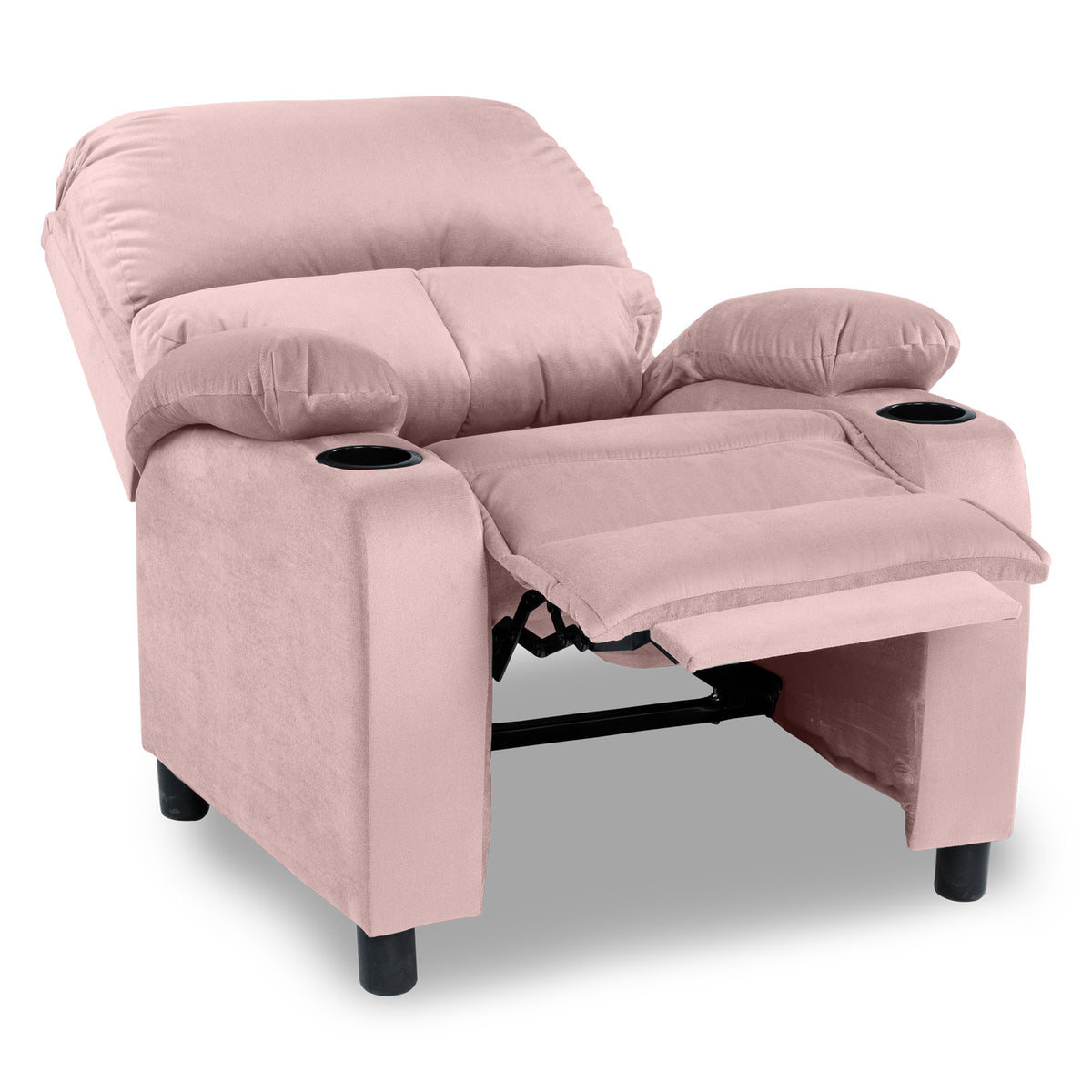 Velvet Classic Cinematic Recliner Chair with Cups Holder - NZ70 Light Pink