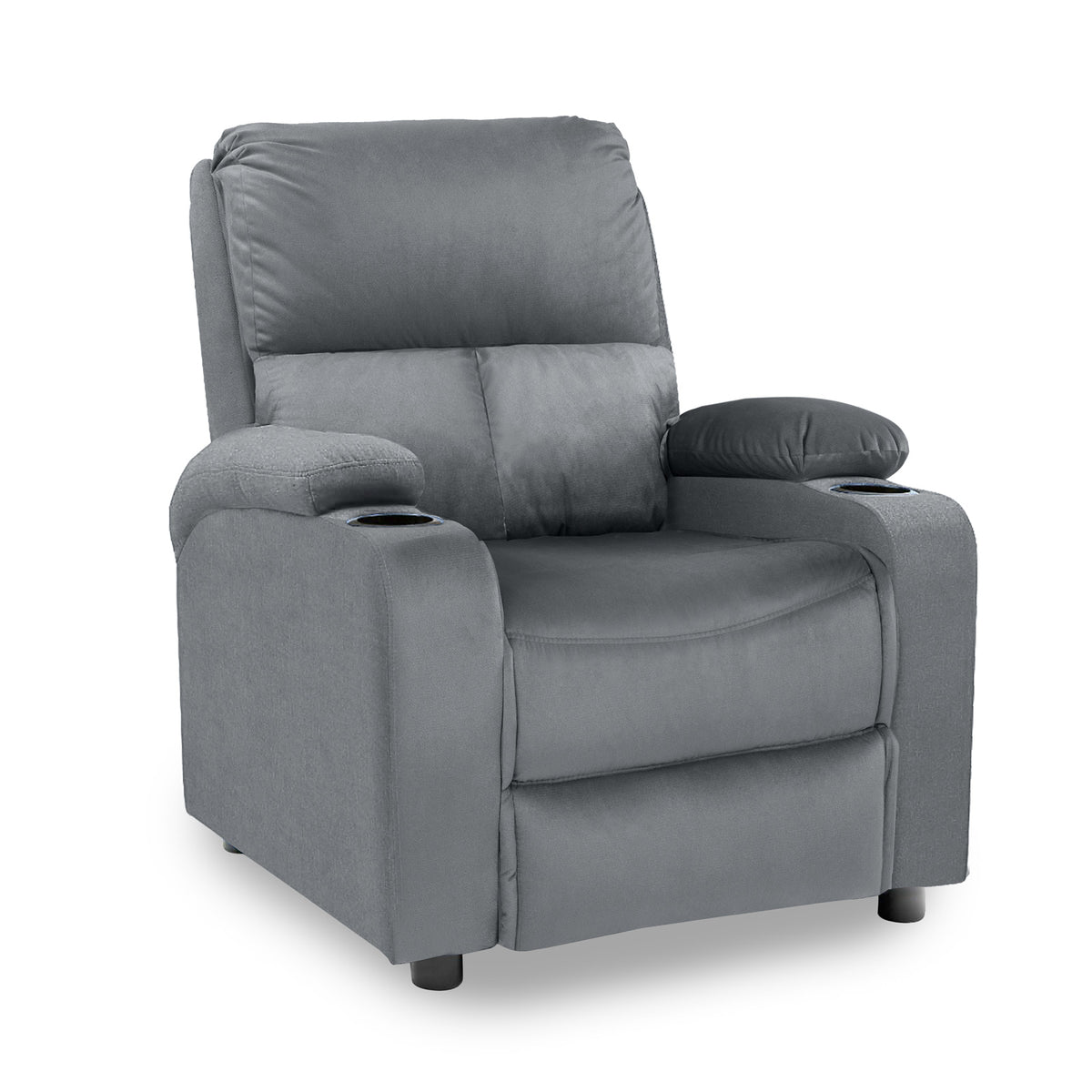 Velvet Classic Cinematic Recliner Chair with Cups Holder - NZ70 Grey