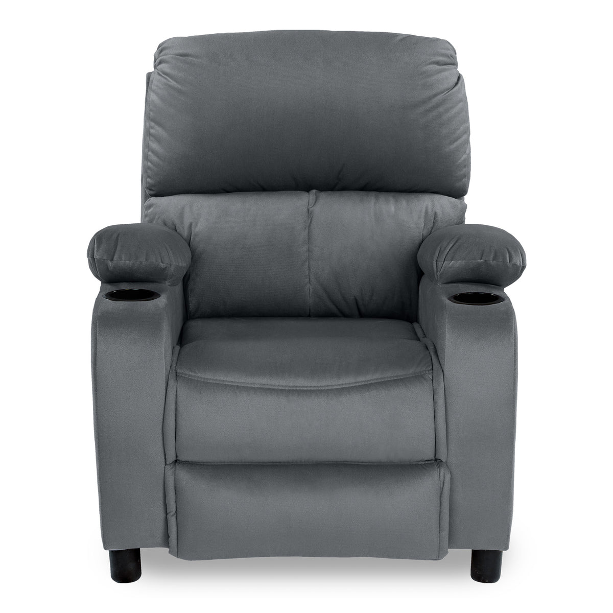 Velvet Classic Cinematic Recliner Chair with Cups Holder - NZ70 Grey