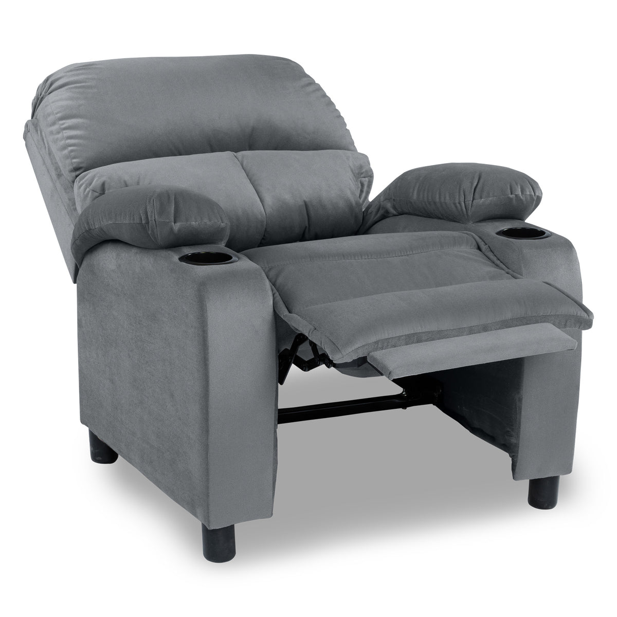 Velvet Classic Cinematic Recliner Chair with Cups Holder - NZ70 Grey