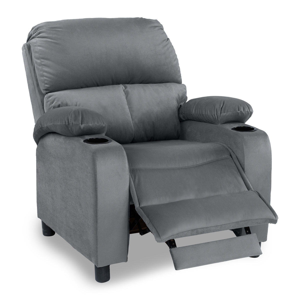 Velvet Classic Cinematic Recliner Chair with Cups Holder - NZ70 Grey