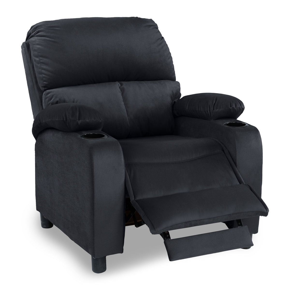Velvet Classic Cinematic Recliner Chair with Cups Holder - NZ70 Dark Grey