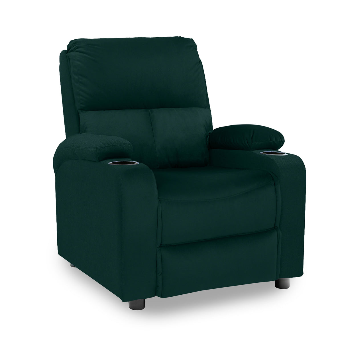 Velvet Classic Cinematic Recliner Chair with Cups Holder - NZ70 Dark Green