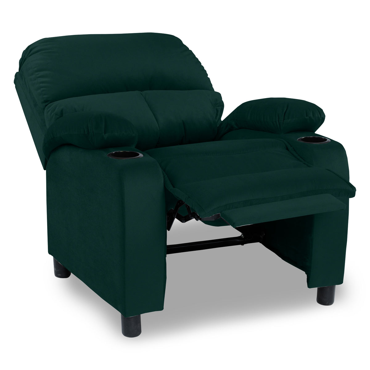 Velvet Classic Cinematic Recliner Chair with Cups Holder - NZ70 Dark Green
