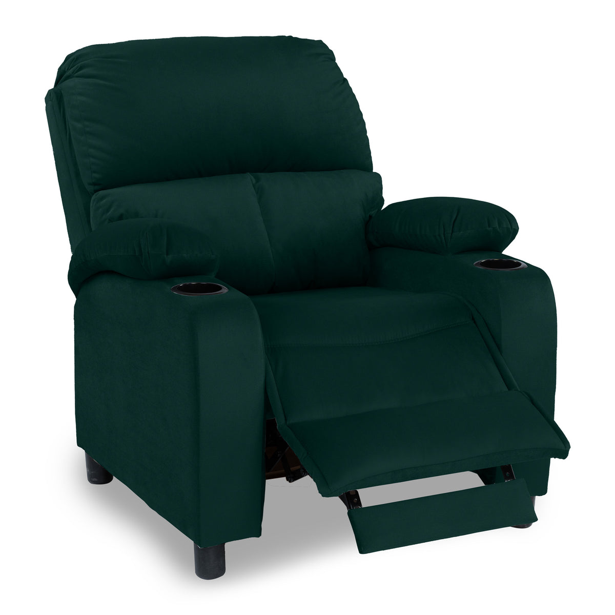Velvet Classic Cinematic Recliner Chair with Cups Holder - NZ70 Dark Green