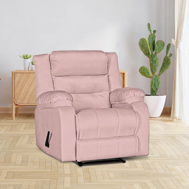 Velvet Rocking Recliner Chair - Light Pink - NZ30