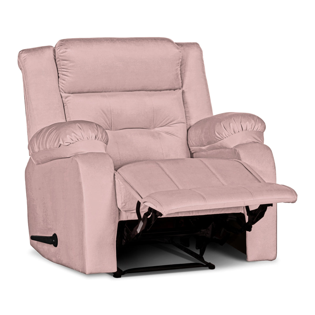 Velvet Upholstered Recliner Chair With Bed Mode From In House - NZ30 Light Pink Rocking