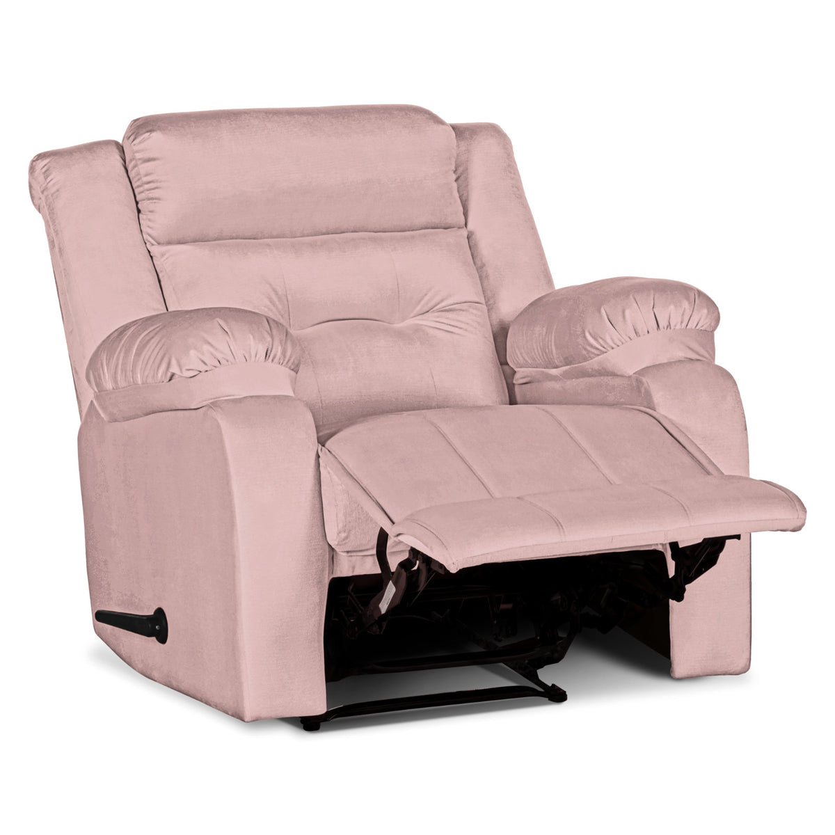 Velvet Upholstered Recliner Chair With Bed Mode From In House - NZ30 Light Pink Rocking