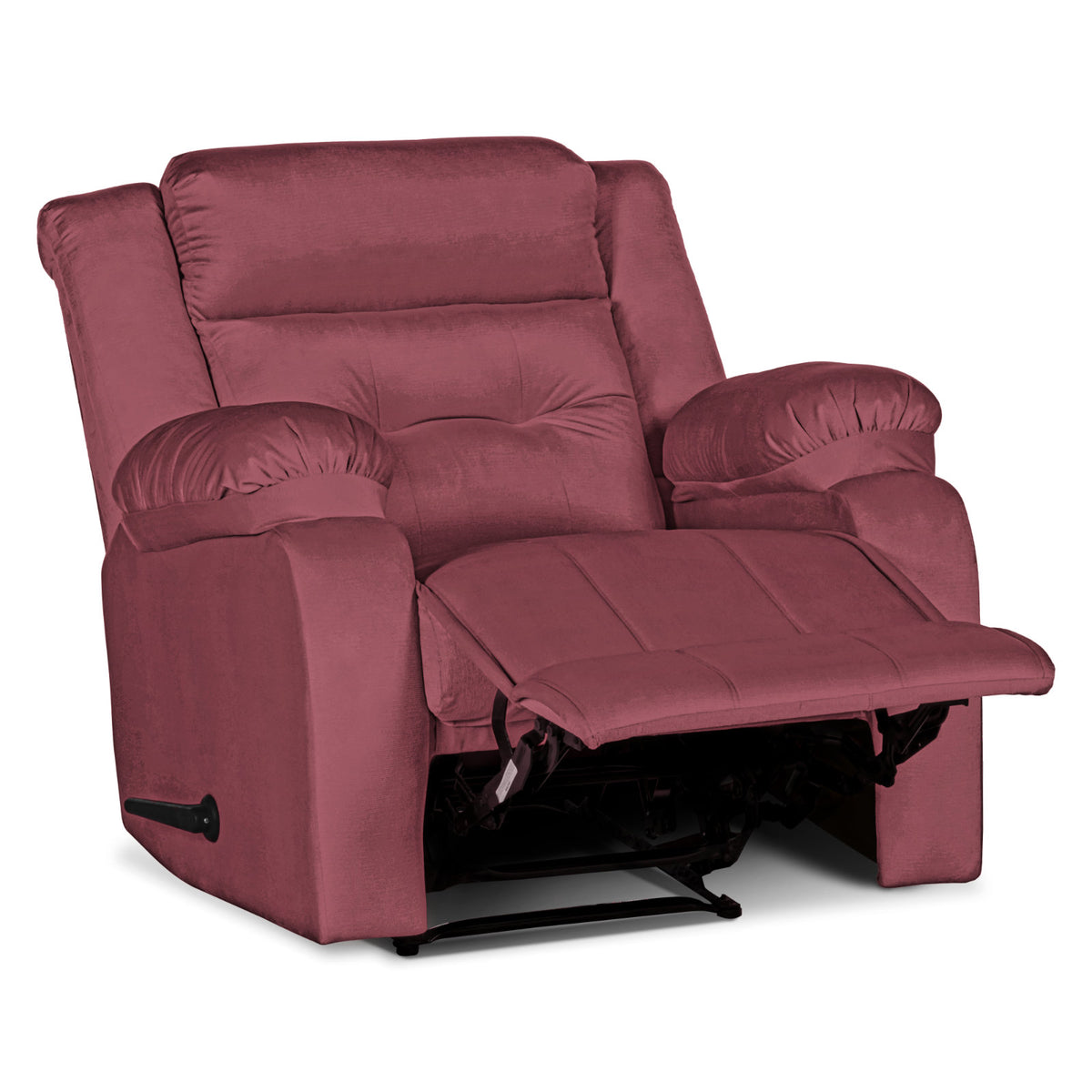 Velvet Upholstered Recliner Chair With Bed Mode From In House - NZ30 Dark Pink Rocking