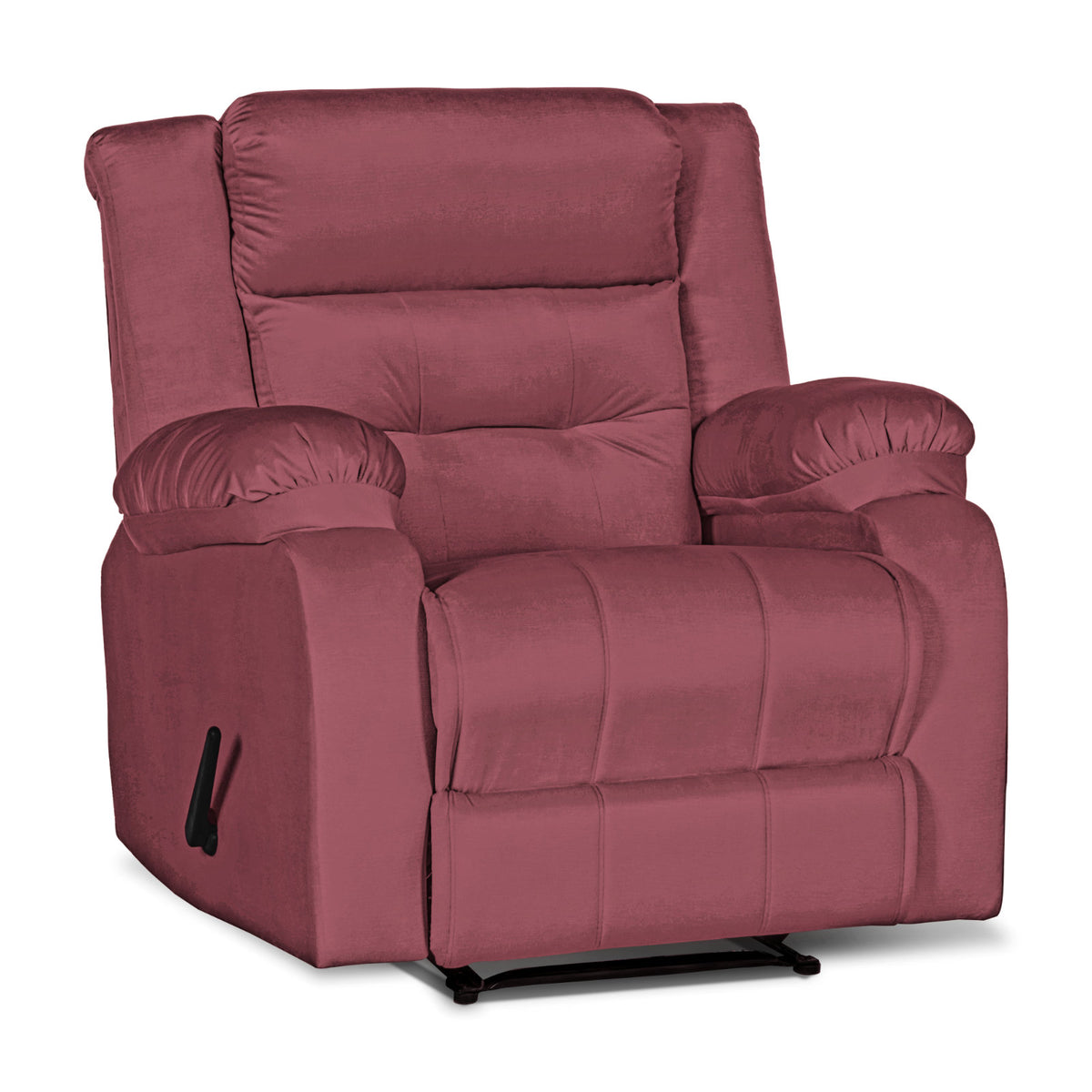 Velvet Upholstered Recliner Chair With Bed Mode From In House - NZ30 Dark Pink Rocking & Rotating