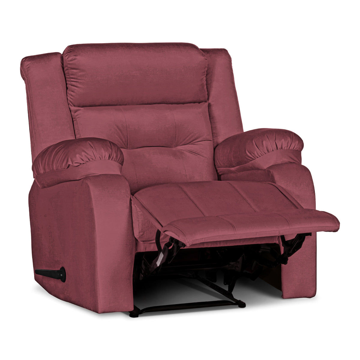 Velvet Upholstered Recliner Chair With Bed Mode From In House - NZ30 Dark Pink Rocking & Rotating