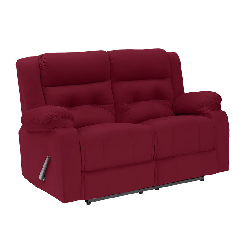 Velvet Double Recliner Chair - Burgundy - NZ30