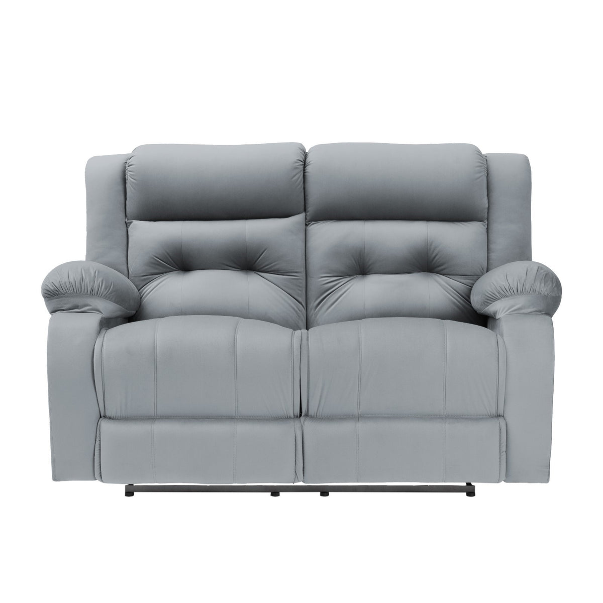 Velvet Double Recliner Chair - NZ30 Grey
