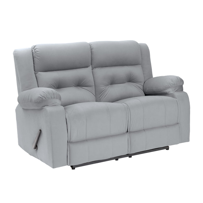 Velvet Double Recliner Chair - Grey - NZ30